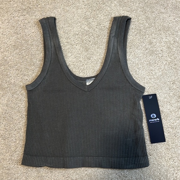 Mono B olive ribbed bralette/tank M - Picture 4 of 10